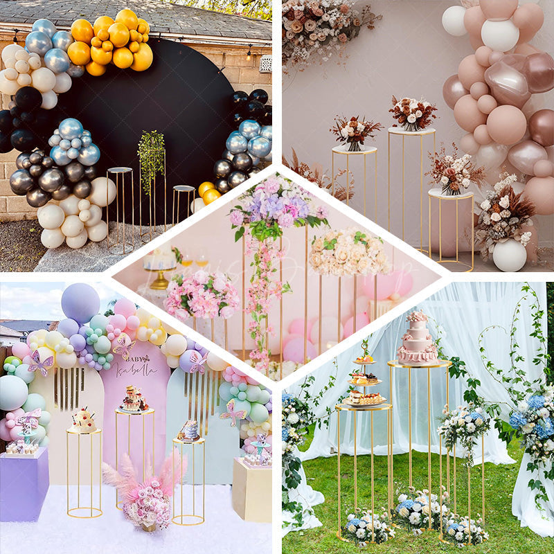 Lofaris Set of 3 Gold Metal Cake Display Cylinder Stand