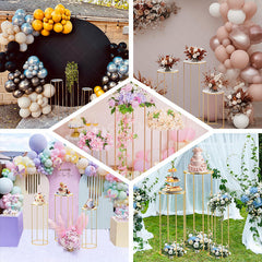 Lofaris Set of 3 Gold Metal Cake Display Cylinder Stand