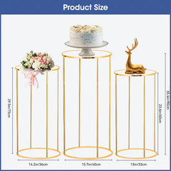 Lofaris Set of 3 Gold Metal Cake Display Cylinder Stand