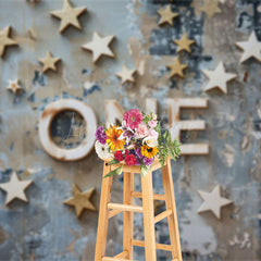 Lofaris Shabby Blue Wall First Birthday Cake Smash Backdrop