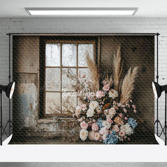 Lofaris Shabby Window Wall Floral Boho Backdrop For Wedding