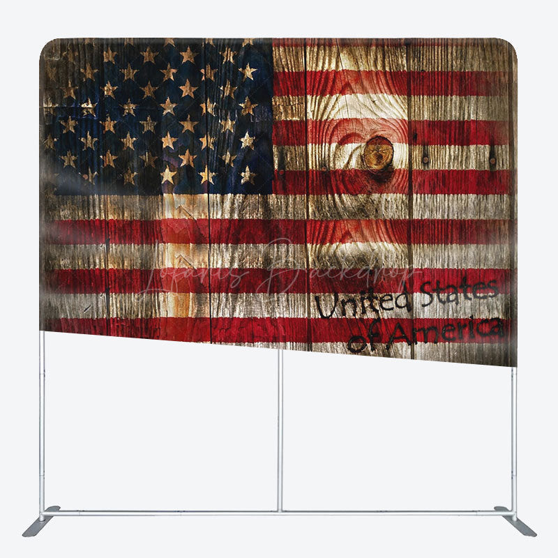 Lofaris Shabby Wooden Usa Flag Patriotic Pillow Case Backdrop
