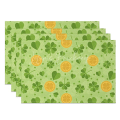 Lofaris Shamrocks and Golden Coins Set of 4 Placemats St. Patricks Day Lucky Clover Green Dining Table Mats