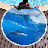 Lofaris Sharks In The Sea Simple Pattern Round Beach Towel