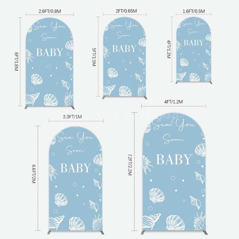Lofaris Shell Blue Sea You Soon Baby Shower Arch Backdrop