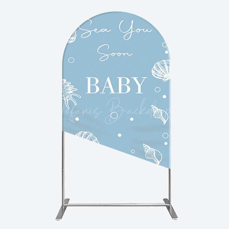 Lofaris Shell Blue Sea You Soon Baby Shower Arch Backdrop