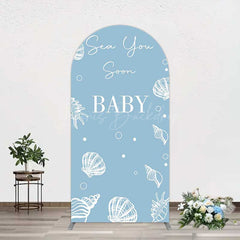 Lofaris Shell Blue Sea You Soon Baby Shower Arch Backdrop