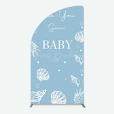 Lofaris Shell Blue Sea You Soon Baby Shower Half Moon Arch Backdrop