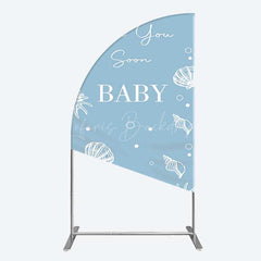 Lofaris Shell Blue Sea You Soon Baby Shower Half Moon Arch Backdrop