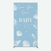 Lofaris Shell Blue Sea You Soon Baby Shower Rectangle Backdrop
