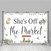 Lofaris She’s Off the Market Bridal Shower Backdrop Rustic Farmer’s Theme Engagement Party Photo Booth Decor
