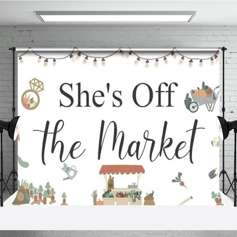 Lofaris She’s Off the Market Bridal Shower Backdrop Rustic Farmer’s Theme Engagement Party Photo Booth Decor