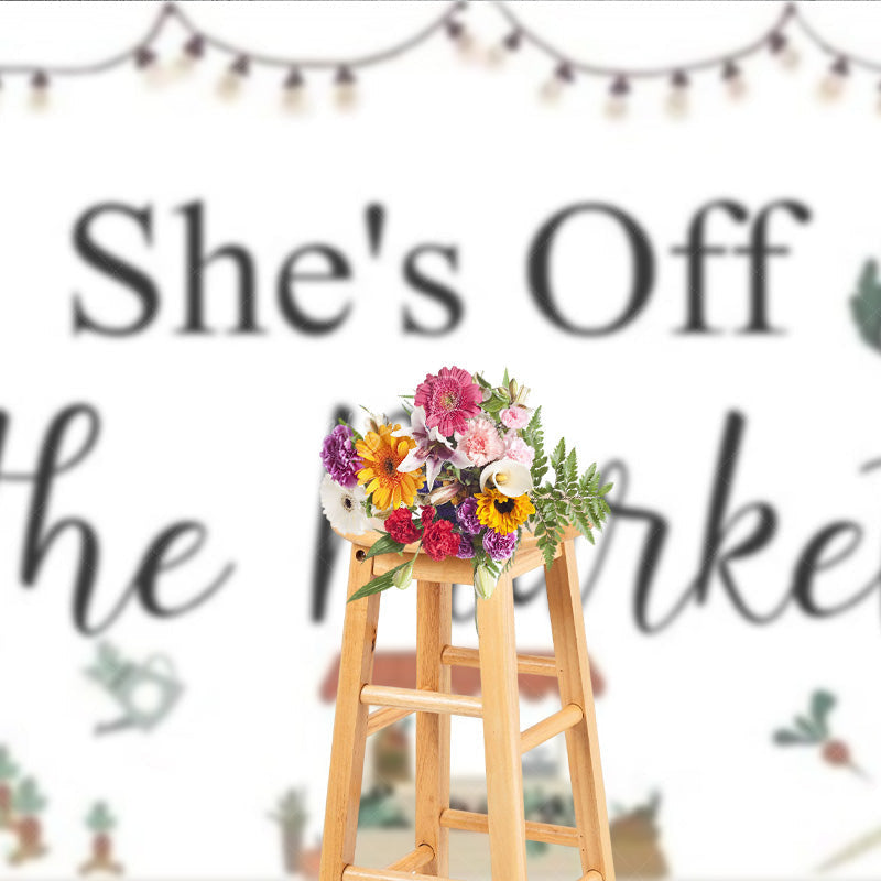 Lofaris She’s Off the Market Bridal Shower Backdrop Rustic Farmer’s Theme Engagement Party Photo Booth Decor