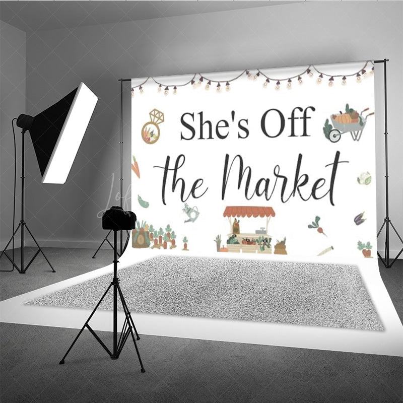 Lofaris She’s Off the Market Bridal Shower Backdrop Rustic Farmer’s Theme Engagement Party Photo Booth Decor