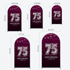 Lofaris Shimmering Purple Diamond 75th Happy Birthday Celebration Arch Backdrop Kit Elegant Party Decor