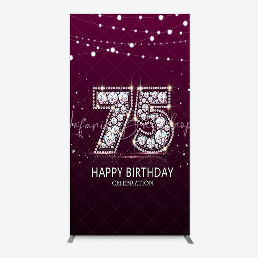 Lofaris Shimmering Purple Diamond 75th Happy Birthday Celebration Rectangle Backdrop Kit Elegant Party Decor