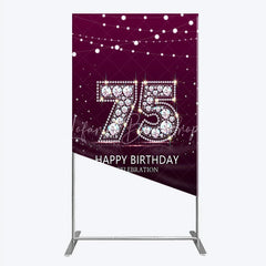 Lofaris Shimmering Purple Diamond 75th Happy Birthday Celebration Rectangle Backdrop Kit Elegant Party Decor