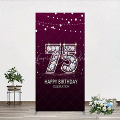 Lofaris Shimmering Purple Diamond 75th Happy Birthday Celebration Rectangle Backdrop Kit Elegant Party Decor