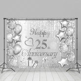 Lofaris Shining Silver Balloon Gift 25Th Anniversary Backdrop