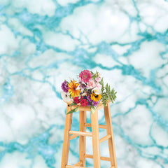 Lofaris Shiny Blue Cracked Grey Marble Photography Backdrop