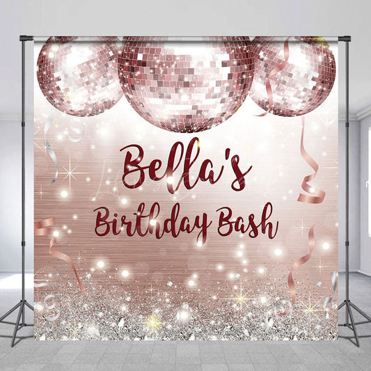 Lofaris Shiny Disco Ball Glitter Custom Birthday Backdrop