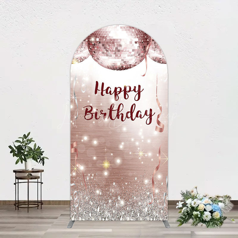 Lofaris Shiny Disco Balls Glitter Birthday Arch Backdrop