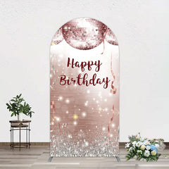 Lofaris Shiny Disco Balls Glitter Birthday Arch Backdrop