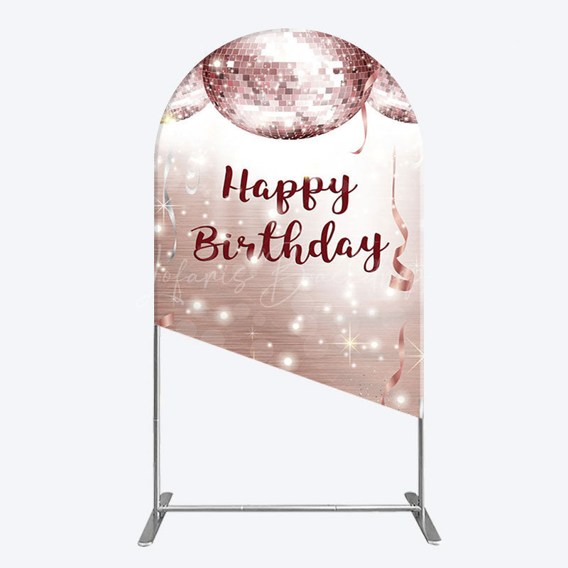 Lofaris Shiny Disco Balls Glitter Birthday Arch Backdrop
