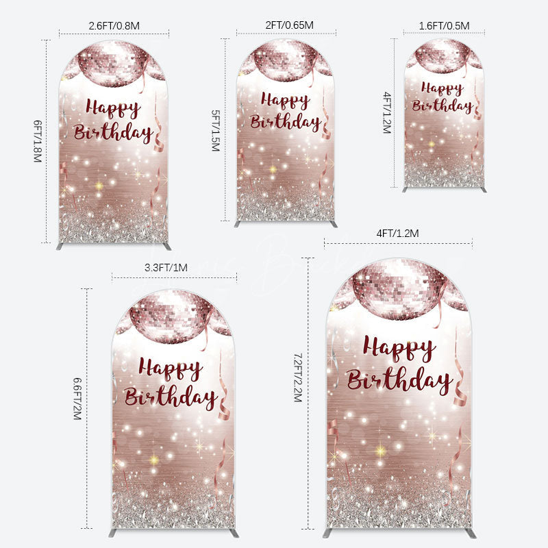 Lofaris Shiny Disco Balls Glitter Birthday Arch Backdrop