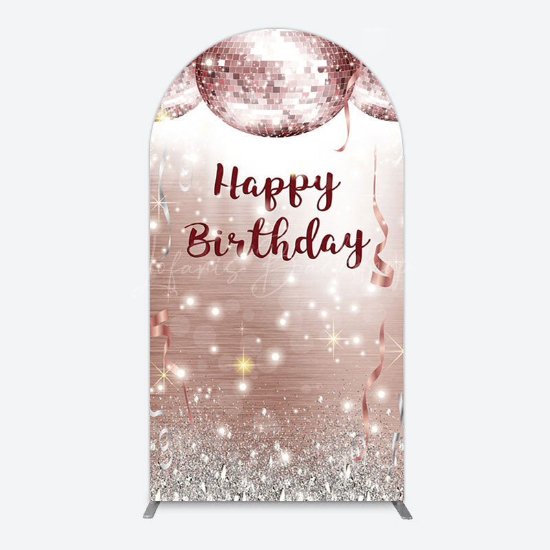 Lofaris Shiny Disco Balls Glitter Birthday Arch Backdrop