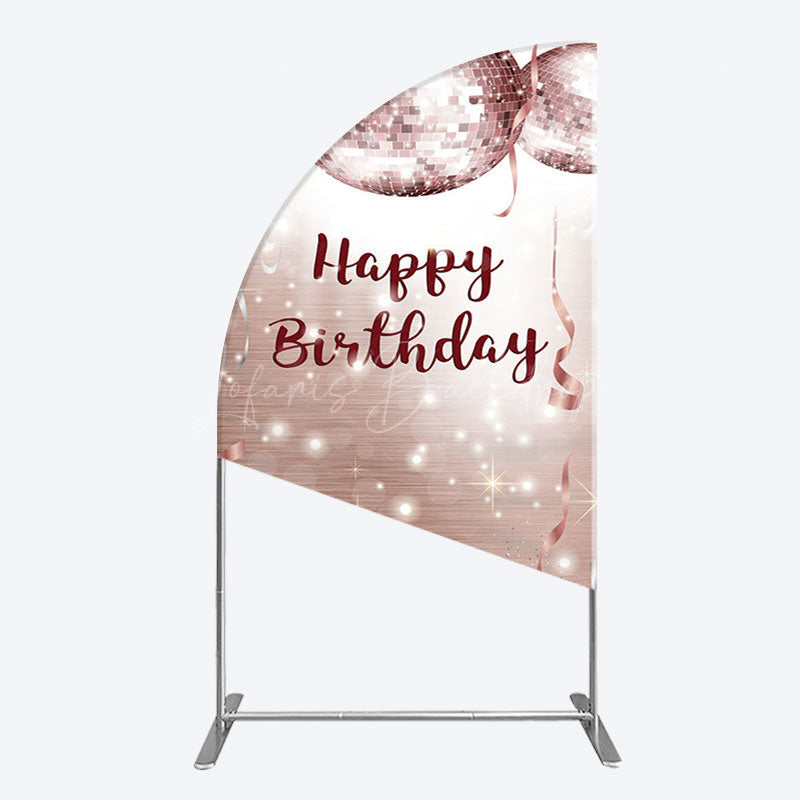 Lofaris Shiny Disco Balls Glitter Birthday Half Moon Arch Backdrop