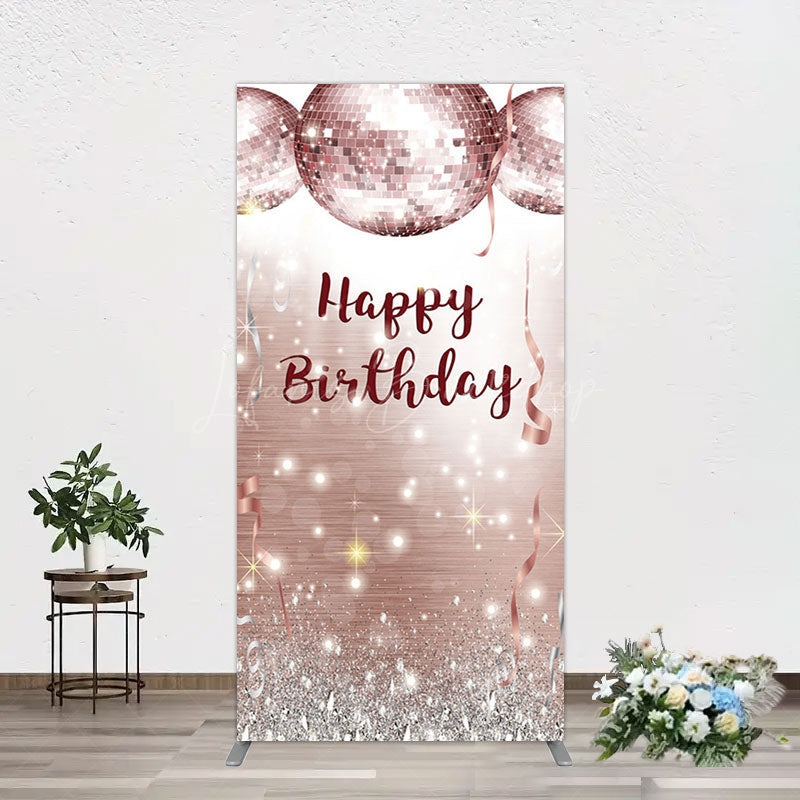 Lofaris Shiny Disco Balls Glitter Birthday Rectangle Backdrop