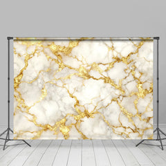 Lofaris Shiny Gold Cracked Grey Marble Photography Backdrop