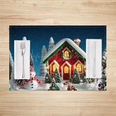 Lofaris Silent Night Snowman House Xmas Set Of 4 Placemats