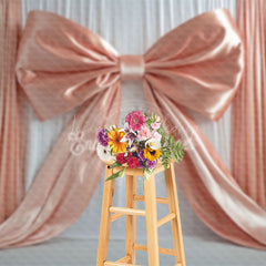 Lofaris Silk Orange Pink Bow Fine Art Wedding Photo Backdrop