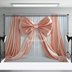 Lofaris Silk Orange Pink Bow Fine Art Wedding Photo Backdrop