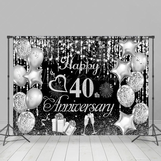 Lofaris Silver Balloon Champagne 40Th Anniversary Backdrop