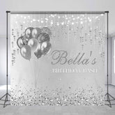 Lofaris Silver Balloons Custom Name Birthday Bash Backdrop