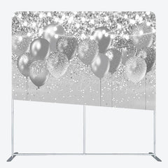 Lofaris Silver Balloons Glitter Lighted Party Square Backdrop