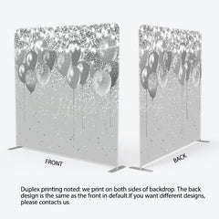 Lofaris Silver Balloons Glitter Lighted Party Square Backdrop