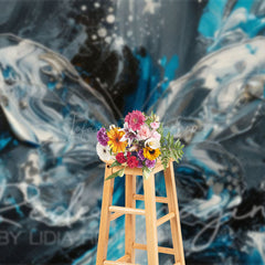 Lofaris Silver Blue Abstract Butterfly Fine Art Photo Backdrop