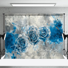 Lofaris Silver Blue Abstract Floral Fine Art Photo Backdrop