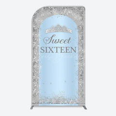 Lofaris Silver Blue Sweet Sixteen Birthday Arch Backdrop
