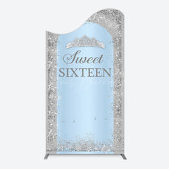 Lofaris Silver Blue Sweet Sixteen Birthday Arch Backdrop