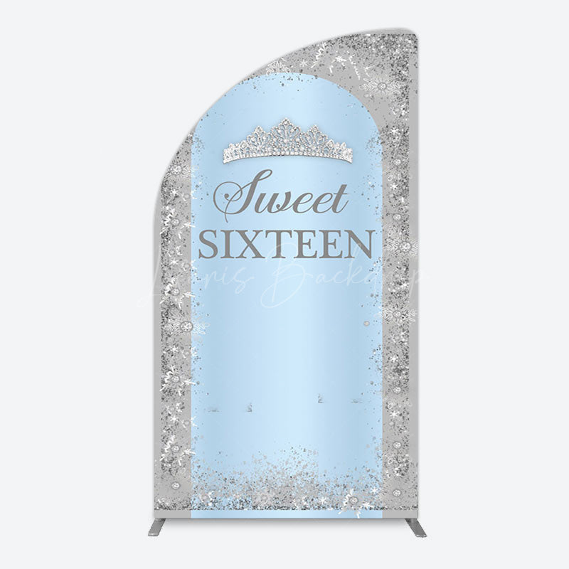 Lofaris Silver Blue Sweet Sixteen Birthday Arch Backdrop