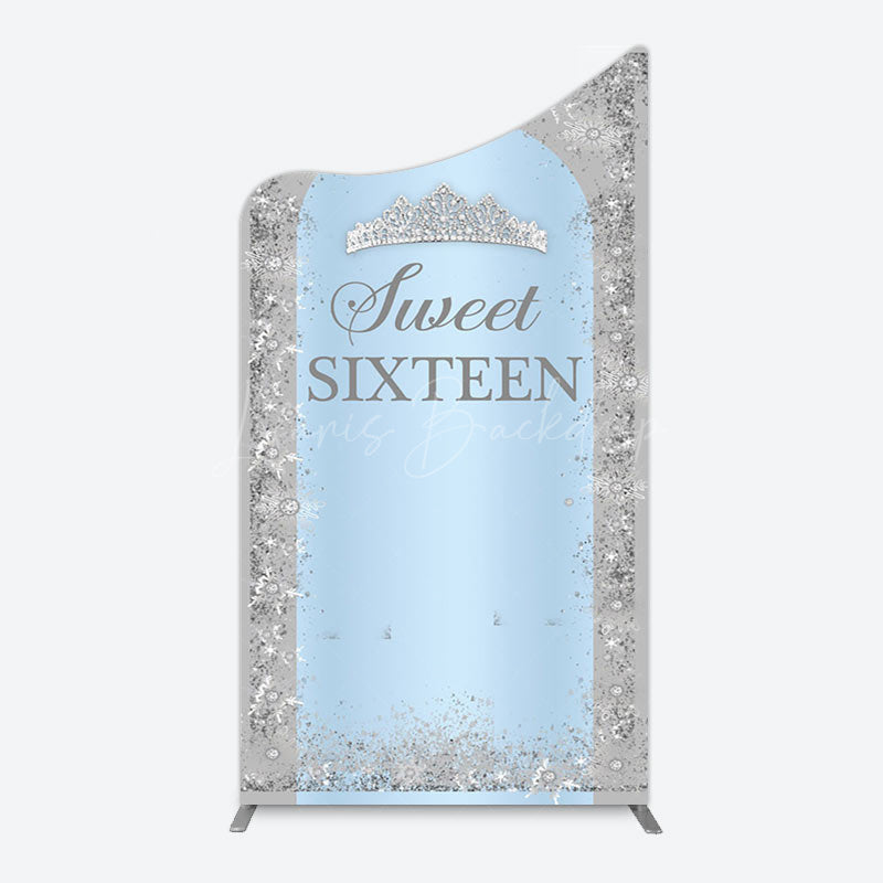 Lofaris Silver Blue Sweet Sixteen Birthday Arch Backdrop