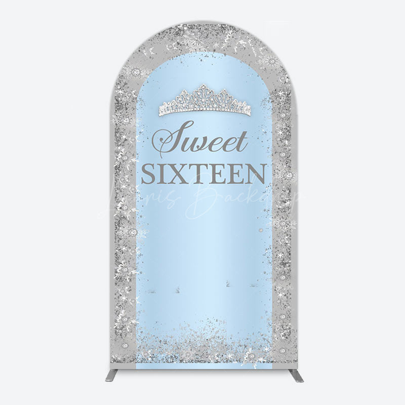 Lofaris Silver Blue Sweet Sixteen Birthday Arch Backdrop