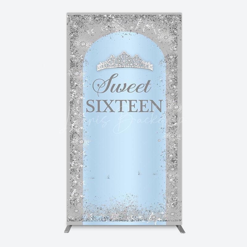 Lofaris Silver Blue Sweet Sixteen Birthday Arch Backdrop