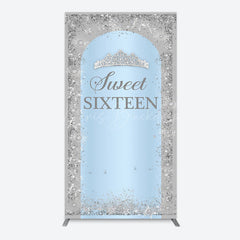 Lofaris Silver Blue Sweet Sixteen Birthday Arch Backdrop