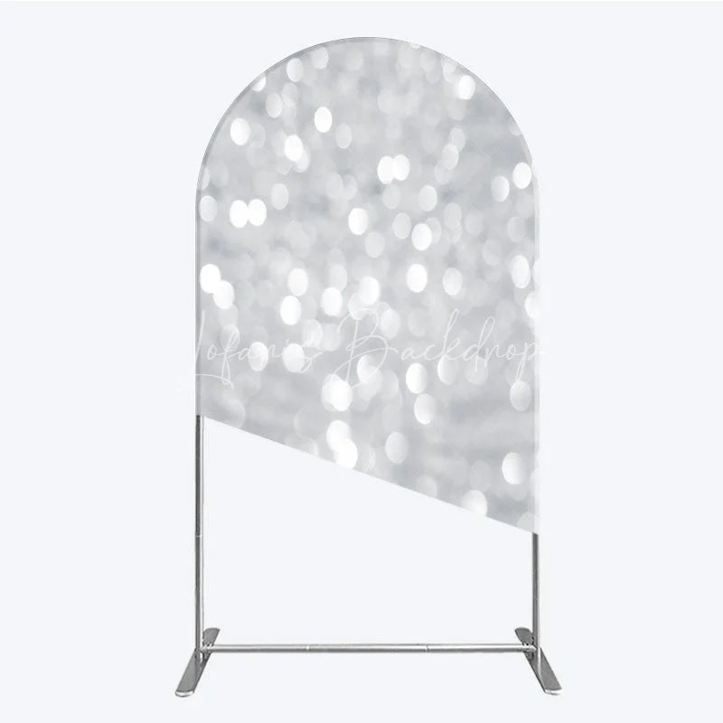 Lofaris Silver Bokeh Arch Backdrop Glittery Spots Abstract Background Wedding Birthday Party Cover Decoration